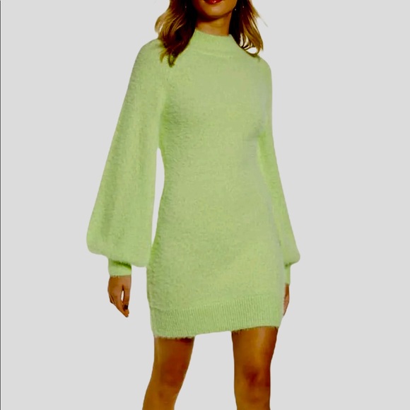 Bardot | Dresses | Bardot Fuzzy Sweater Dress Xs Limelight Green Nwt |  Poshmark